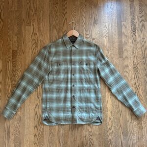 Vince Olive Plaid Long Sleeve Shirt